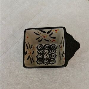 Temptations Black and White Floral Ceramic Dish